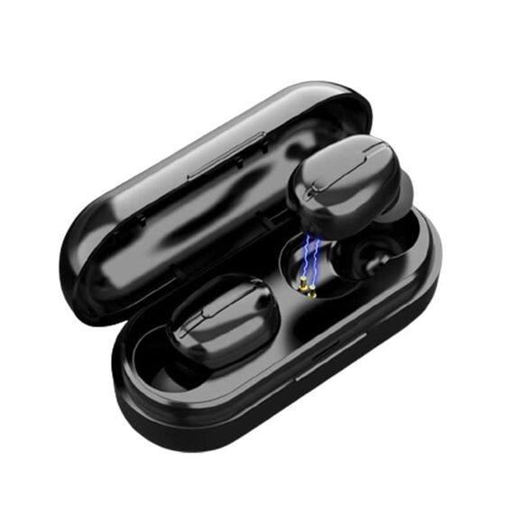 Casti Wireless DacEnergy©, Bluetooth 5.0, pairing automat, sunet Hi-Fi, reducere inteligenta a zgomotului, control buton multifunctional, microfon incorporat, IPX6 Impermeabil, culoare negru-Dacenergy.ro