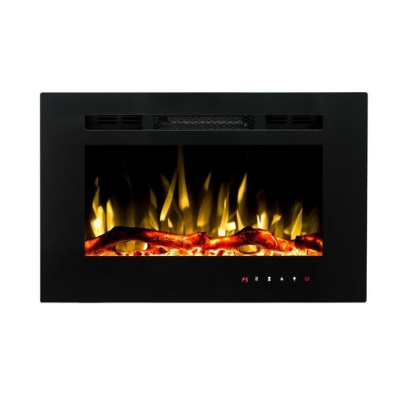 Focar semineu electric, de perete, 3D efect, aeroterma, temporizator, siguranta pentru copii, Ambient Light, iluminare LED, control manual, flacara colorata, protectie la supraincalzire, 1.5 kW, 660 x 420 x 135 mm, negru-poza 2-Dacenergy.ro