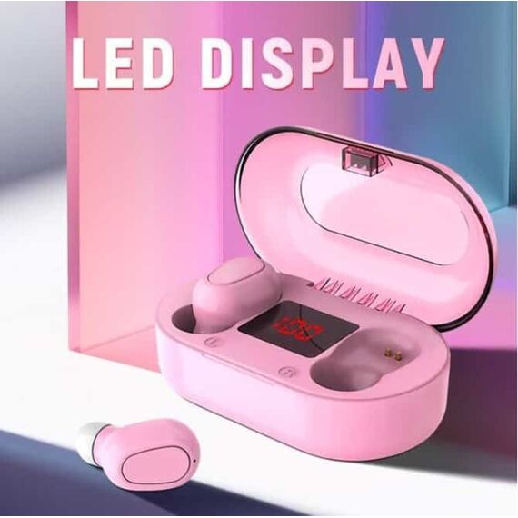 Casti Wireless DacEnergy©, Bluetooth 5.0, sunet HiFi, Hands-free HD Stereo Calls, microfon incorporat, IPX5, culoare roz-poza 2-Dacenergy.ro