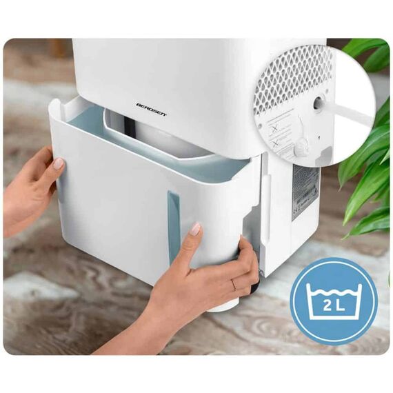 Dezumidificator, cu compresor, afisaj, panou de control tactil, higrostat, filtru de particule, cronometru de 24 de ore, dezumidificare, dezumidificare continua, uscare rufe, Wi-Fi, 140 m³/h, 20 l/24 h-poza 7-Dacenergy.ro