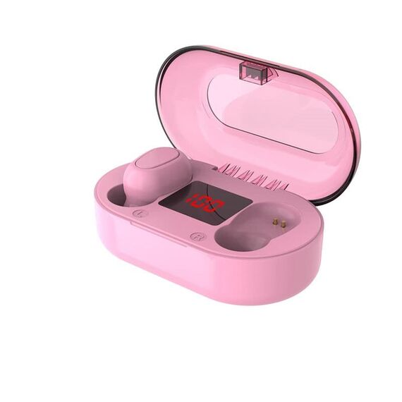 Casti Wireless DacEnergy©, Bluetooth 5.0, sunet HiFi, Hands-free HD Stereo Calls, microfon incorporat, IPX5, culoare roz-poza 3-Dacenergy.ro