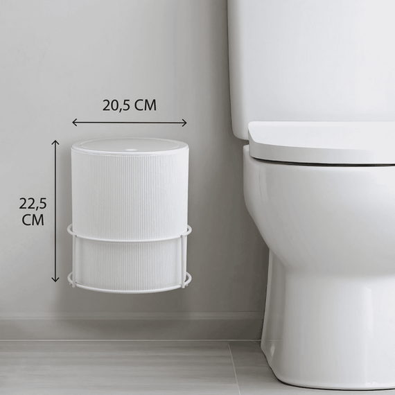 Cos de gunoi, fabricat din plastic si otel, design modern, 5 L, forma cilindrica, 22.5 x 19 x 19 cm, alb, Culoare: Alb-poza 6-Dacenergy.ro