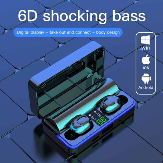 Casti Bluetooth 5.0 DacEnergy©, Wireless, 6D bass, display LED inteligent, automatic pairing, reducere inteligenta a zgomotului, microfon incorporat, IPX6 Impermeabil, culoare alb-poza 5-Dacenergy.ro