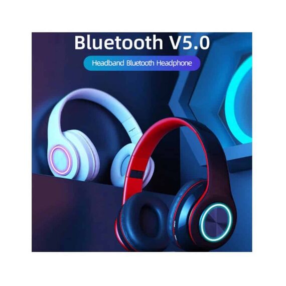 Casti audio On Ear DacEnergy©, Wireless, Bluetooth 5.0/ MP3 Card, Plug-In, HI-FI sound, Hands-free Call, design ergonomic, culoare rosu/negru-poza 5-Dacenergy.ro