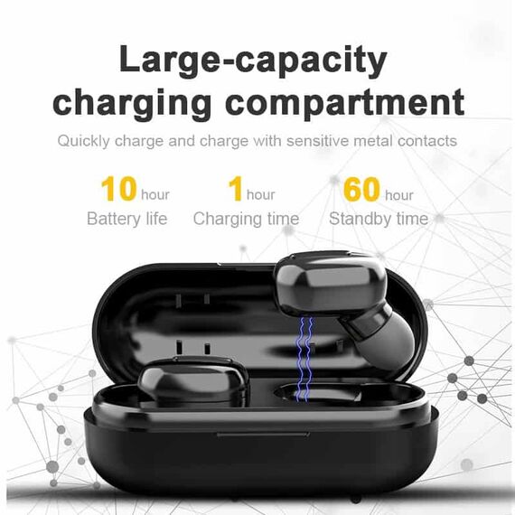 Casti Wireless DacEnergy©, Bluetooth 5.0, pairing automat, sunet Hi-Fi, reducere inteligenta a zgomotului, control buton multifunctional, microfon incorporat, IPX6 Impermeabil, culoare negru-poza 7-Dacenergy.ro