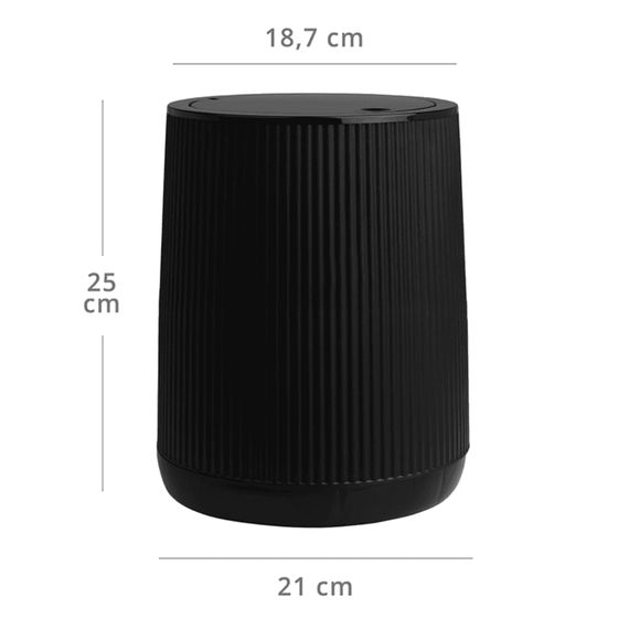 Set accesorii baie, realizat din plastic, cos gunoi, perie WC, dozator sapun lichid, pahar baie pentru igiena personala si sapuniera, negru, 5 piese, Culoare: Negru-poza 3-Dacenergy.ro