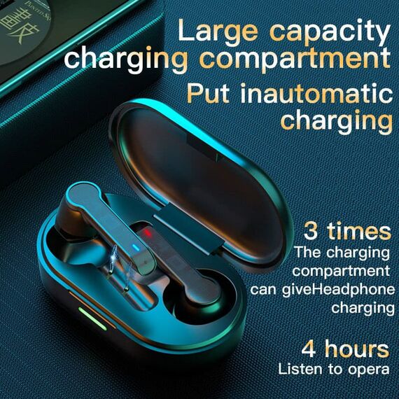 Casti Wireless DacEnergy©, Bluetooth 5.0, microfon incorporat, IPX7 Impermeabil, control volum, atingere inteligenta, activare vocala Siri, design ergonomic, culoare alb-poza 7-Dacenergy.ro