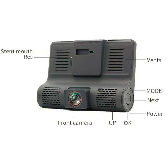Camera auto DVR DacEnergy©, Full HD cu 3 obiective fata, spate, interior, G Senzor, night vision, detectie miscare, monitor parcare, ecran 4 inch-poza 6-Dacenergy.ro