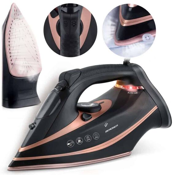 Fier de calcat cu abur, talpa ceramica, oprire automata, autocuratare, protectie la supraincalzire, rezervor de apa de 360 ml, abur vertical, reglare a temperaturii, 3000 W, negru, Culoare: Negru-poza 11-Dacenergy.ro