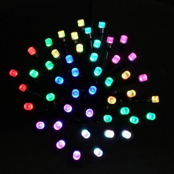 Instalatie brad Craciun DacEnergy©, smart, 100 LED-uri RGB, 12 W, aplicatia Playlights, permite un control digital al culorilor si a functiei timer, 9.9 m, interior si exterior-Dacenergy.ro