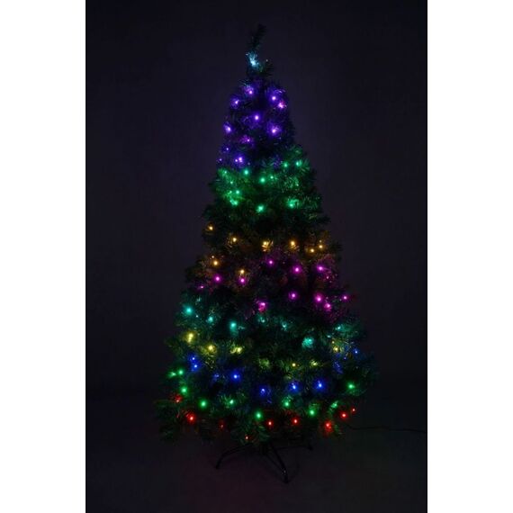 Instalatie brad Craciun DacEnergy©, smart, 100 LED-uri RGB, 12 W, aplicatia Playlights, permite un control digital al culorilor si a functiei timer, 9.9 m, interior si exterior-poza 2-Dacenergy.ro