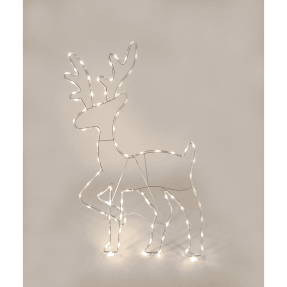 Decoratiune Craciun exterior ren DacEnergy©, din metal si plastic rezistent, 82 microLED-uri, lumina calda, alimentare baterii, IP44, 40 x 2 x 66 cm-poza 2-Dacenergy.ro