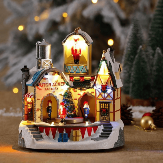 Decoratiune Craciun fabrica Spargatorul de nuci DacEnergy©, din plastic, design atent lucrat, cromatica festiva, 16 LED-uri, lumina multicolora, inaltime de 22.5 cm, 8 melodii clasice de Craciun, alimentare baterii-poza 2-Dacenergy.ro