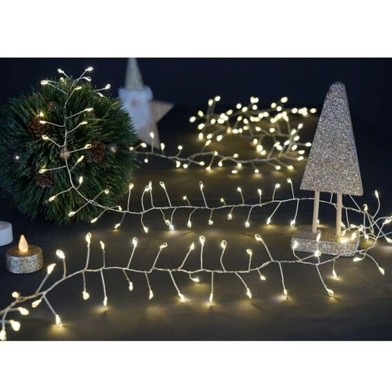 Instalatie brad Craciun DacEnergy©, 600 LED-uri cu lumina calda, cablu argintiu, 8 functii de iluminare, controler, lungime 6 metri, interior/exterior-poza 2-Dacenergy.ro