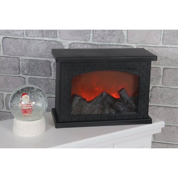 Decoratiune semineu DacEnergy©, 3 LED-uri cu iluminare calda, aspect deosebit, efect flacara, alimentare baterii sau cablu USB, 27.7 x 11.8 x 20 cm-poza 2-Dacenergy.ro