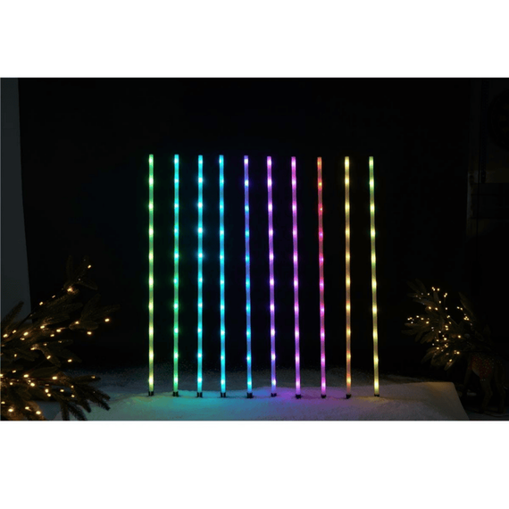 Instalatia smart de Craciun DacEnergy©, cu 100 LED-uri RGB, 10 tuburi, control digital al culorilor, functia timer, aplicatiei LED LAMP, telecomanda, 4.5 x 1.12 cm, interior / exterior-Dacenergy.ro