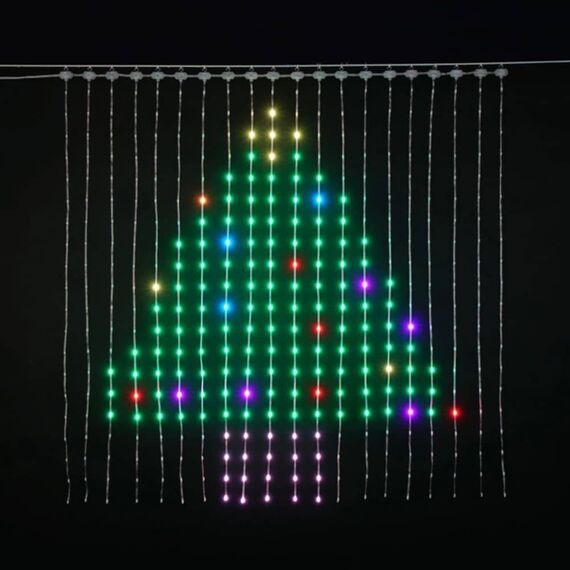 Instalatia smart de Craciun DacEnergy©, forma de turturi, efect spectaculos, 400 LED-uri RGB multicolore, 2 x 2 m, 9 functii, aplicatie iDeal LED, cu telecomanda, interior si exterior-Dacenergy.ro