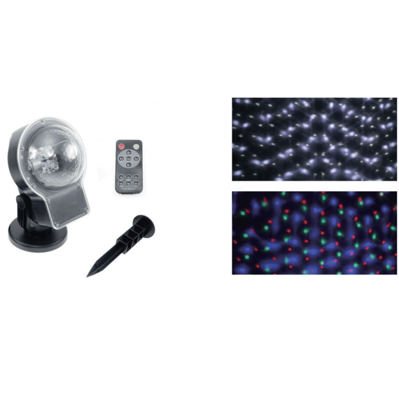 Proiector LED Craciun DacEnergy©, efect de ninsoare si lumini RGB, 5W, cu telecomanda, 130 x 430 mm-Dacenergy.ro