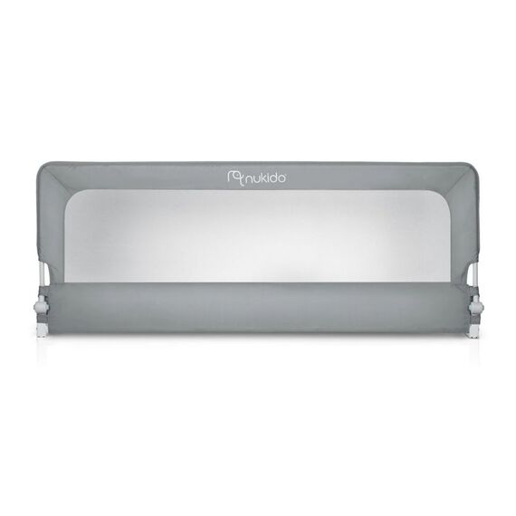 Bariera de protectie pat copii, cadru durabil din otel, plasa durabila si respirabila, 100% poliester, sistem de blocare, husa lavabila, 200 x 70-83 cm, gri-Dacenergy.ro