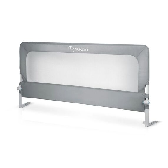 Bariera de protectie pat copii, cadru durabil din otel, plasa durabila si respirabila, 100% poliester, sistem de blocare, husa lavabila, 200 x 70-83 cm, gri-poza 5-Dacenergy.ro