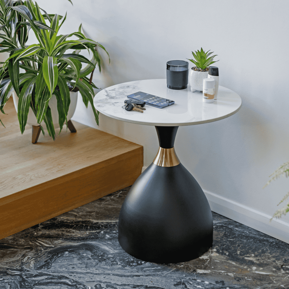 Măsuţă de cafea, marmură albă/negru/aur, ODIS NEW-poza 8-Dacenergy.ro