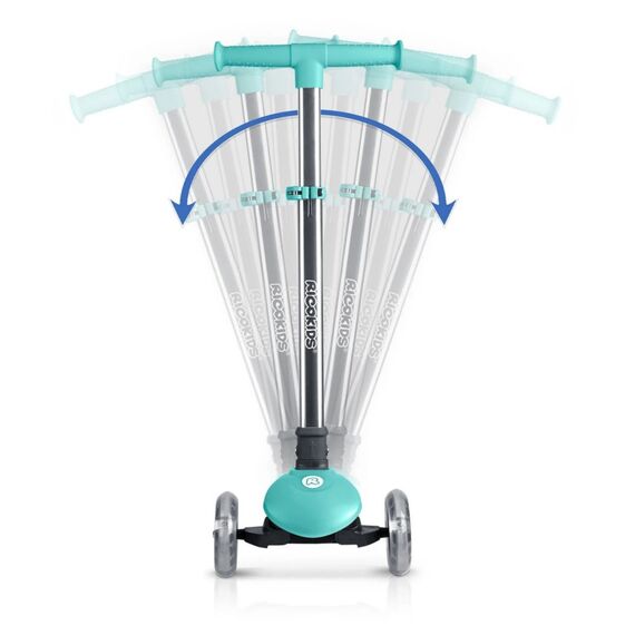 Trotineta de echilibru cu trei roti, material ghidon din aluminiu, inaltimea reglabila a ghidonului, iluminare LED, greutate maxima utilizator 50 kg, punte fluorescenta, turcoaz, Culoare: Turcoaz, Fosforescent-poza 7-Dacenergy.ro