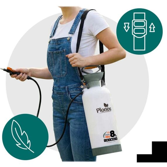 Pompa de stropit manuala, material PE durabil, lance reglabila pana la 83 cm, palnie incorporata, curea de umar intarita, reglabila, 8 litri, 2,76 bari, inaltime 57 cm, verde-poza 10-Dacenergy.ro