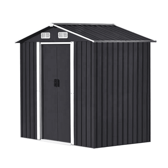 Magazie de gradina DacEnergy©, realizata din otel galvanizat si tabla de otel vopsita, 2 usi glisante, 4 guri de ventilatie pentru circulatia aerului, 249 x 185 x 194 cm, Lungime: 249 cm-poza 3-Dacenergy.ro