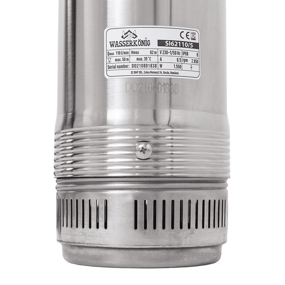 Pompa submersibila ape curate Wasserkonig, realizata din PPO si inox, inaltime maxima de refulare 62 m, puterea 1550 W, debit 6600 l/h, 560 x 210 x 126 mm-poza 2-Dacenergy.ro
