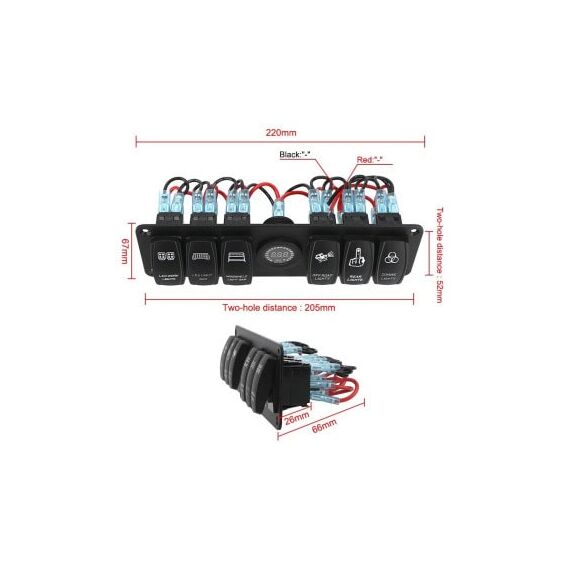 Panou cu 6 întrerupătoare și voltmetru Cod: SP09-poza 3-Dacenergy.ro