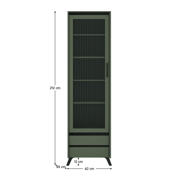 Vitrină, verde smoke/negru, LONGY REG1W2S-poza 2-Dacenergy.ro