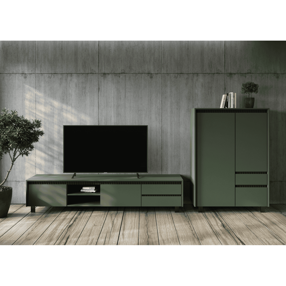 Vitrină, verde smoke/negru, LONGY REG1W2S-poza 3-Dacenergy.ro