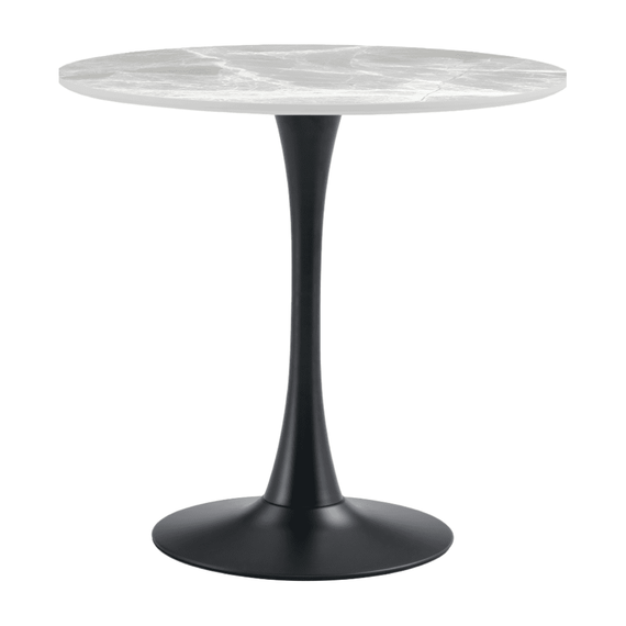 Masă de sufragerie, marmură gri/negru, diametru 90 cm, LORIAN TYP 1-Dacenergy.ro