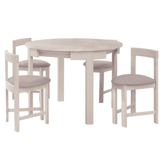 Set de sufragerie 1+4, lemn masiv, alb model lemn /gri-bej, DOMIO-poza 3-Dacenergy.ro