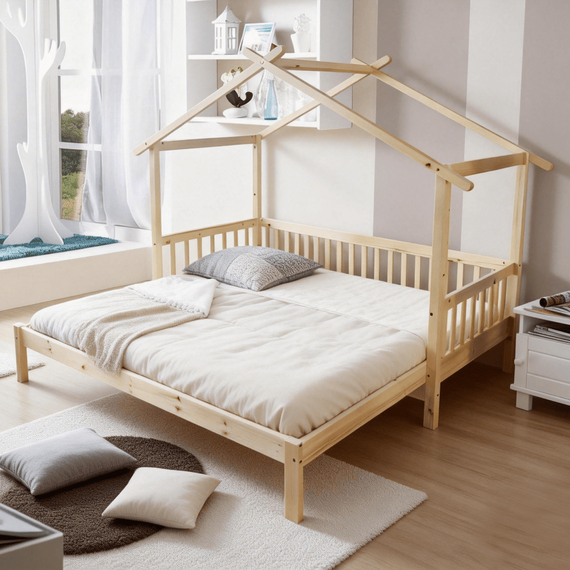 Pat Montessori cu pat suplimentar, natural, 90x200, KESIO-poza 8-Dacenergy.ro