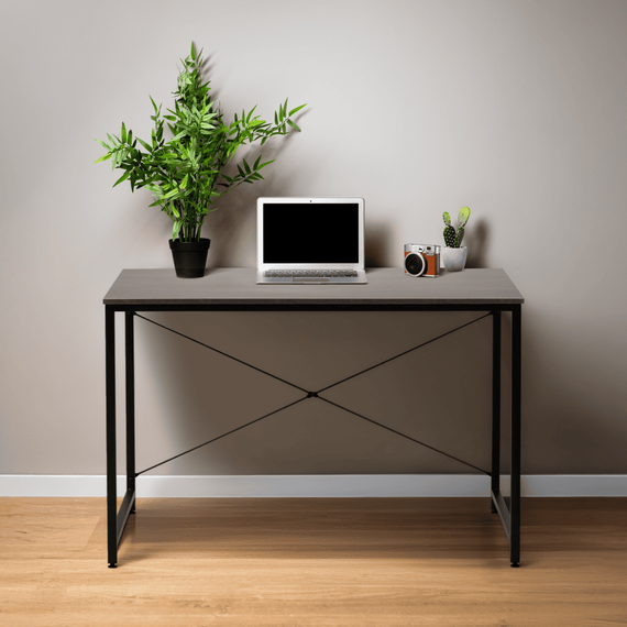 Birou, beton/negru, 120x60 cm, MELLORA-poza 3-Dacenergy.ro
