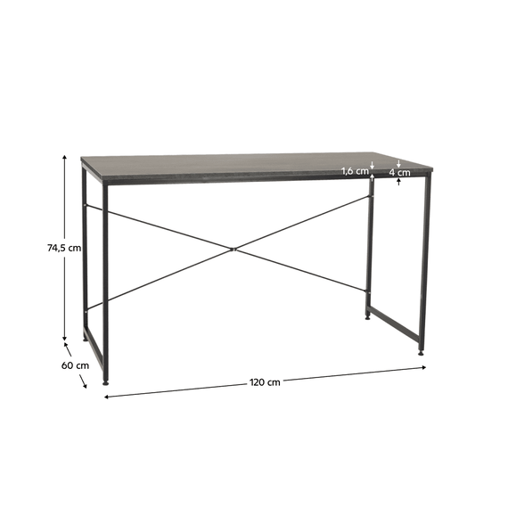 Birou, beton/negru, 120x60 cm, MELLORA-poza 5-Dacenergy.ro