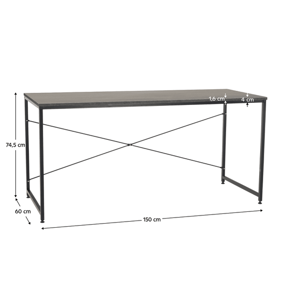 Birou, beton/negru, 150x60 cm, MELLORA-poza 5-Dacenergy.ro