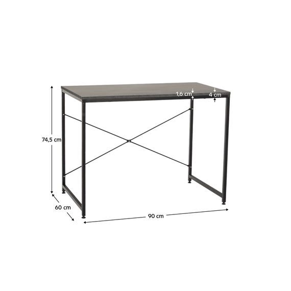 Birou, beton/negru, 90x60 cm, MELLORA-poza 6-Dacenergy.ro