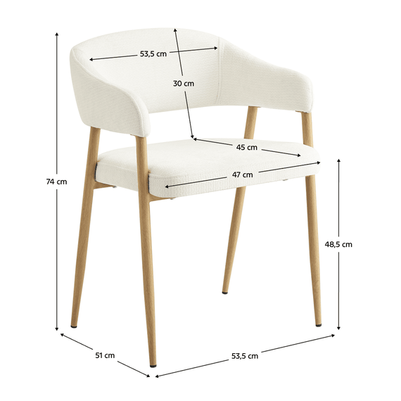Fotoliu de sufragerie de design, crem/fag, NIZAR TYP 1-poza 4-Dacenergy.ro