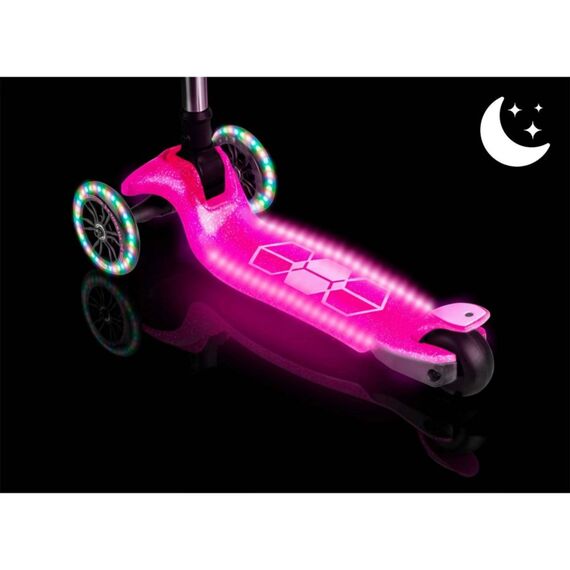 Trotineta de echilibru cu trei roti, material ghidon din aluminiu, inaltimea reglabila a ghidonului, iluminare LED, greutate maxima utilizator 50 kg, punte fluorescenta, roz, Culoare: Roz, Fosforescent-poza 10-Dacenergy.ro