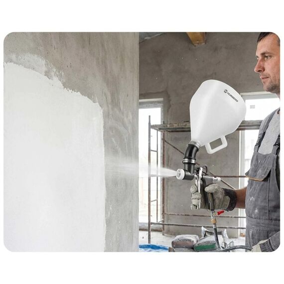 Pistol pneumatic de pulverizare pentru tencuiala si vopsire pereti, 6 L, 3 duze incluse 4, 6, 8 mm, conectoare de aer de ¼", inel de montare-poza 4-Dacenergy.ro