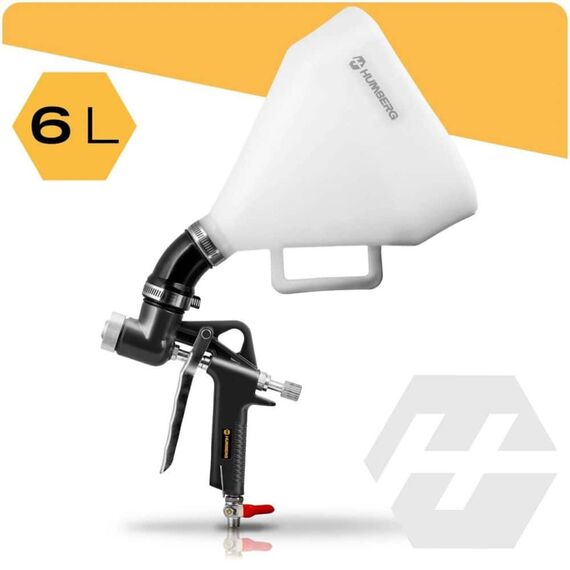 Pistol pneumatic de pulverizare pentru tencuiala si vopsire pereti, 6 L, 3 duze incluse 4, 6, 8 mm, conectoare de aer de ¼", inel de montare-poza 7-Dacenergy.ro