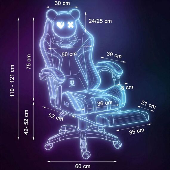 Scaun de gaming, suport extensibil pentru picioare, functie de inclinare a spatarului, reglare a inaltimii, ergonomie, inaltime totala maxima 121 cm, negru si roz, Culoare: Negru, Roz-poza 3-Dacenergy.ro