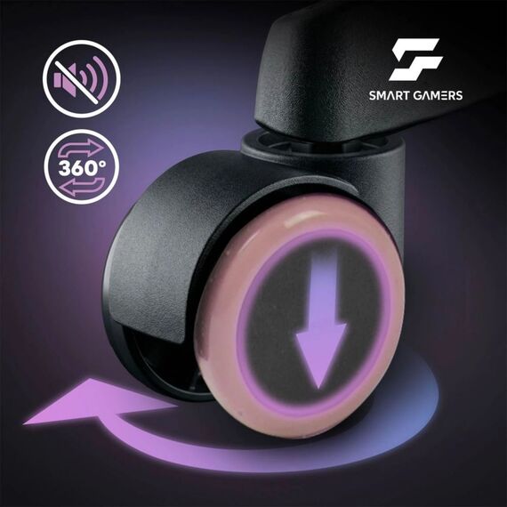 Scaun de gaming, suport extensibil pentru picioare, functie de inclinare a spatarului, reglare a inaltimii, ergonomie, inaltime totala maxima 121 cm, negru si roz, Culoare: Negru, Roz-poza 11-Dacenergy.ro