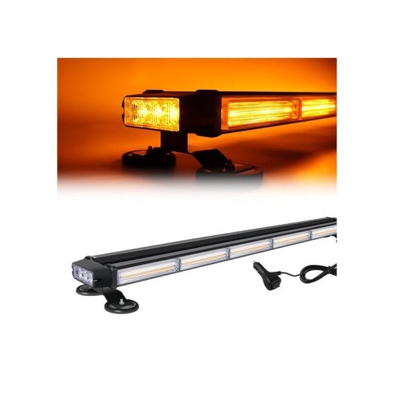 Rampa girofar proiector LED COB stroboscopic lumina portocalie 12 24V baza magnetica Cod: AS-COB-7-4S-Dacenergy.ro