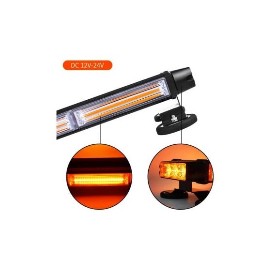 Rampa girofar proiector LED COB stroboscopic lumina portocalie 12 24V baza magnetica Cod: AS-COB-7-4S-poza 19-Dacenergy.ro