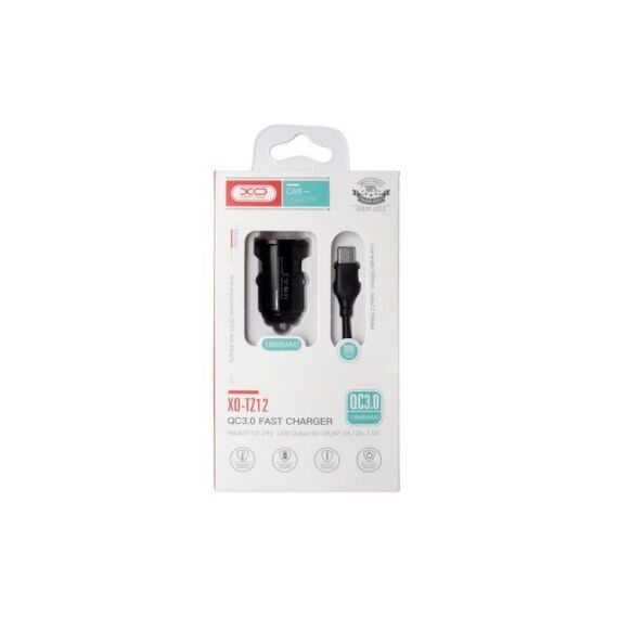 Incarcator auto Quick charge QC3.0 18W + cablu Type-C  Cod:XO-TZ12C-poza 2-Dacenergy.ro