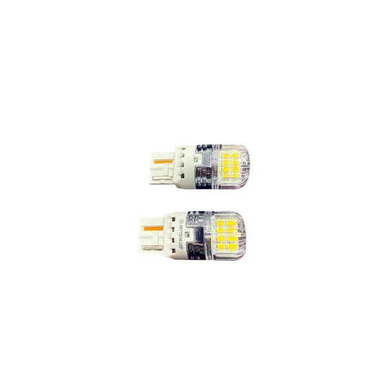 Set 2 becuri auto LED o faza T20 7440 W21W 16SMD 2835 CANBUS 12-24V 620lm lumina alba  Cod: SPT18-7440-W-Dacenergy.ro