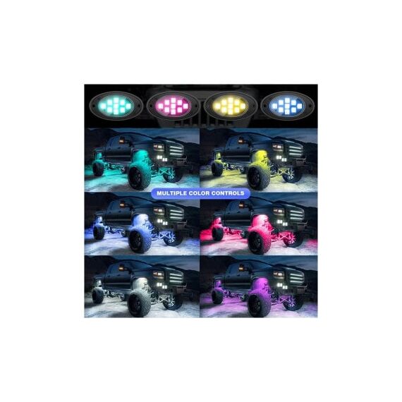 Kit lumini submasina RGB rock light 4 module 12V cu bluetooth Cod: HH-RY164-poza 7-Dacenergy.ro